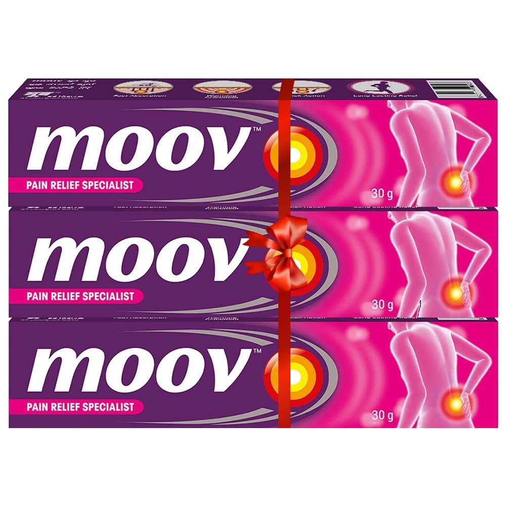 Moov Fast Pain Relief Cream - 30g (Pack of 3) | 100% Natural Ayurvedic Formula for Back Pain, Muscle Pain, Joint & Knee Pain Relief | Sports Injury Recovery Cream for Athletes & Gym Enthusiasts | Perfect for Post-Workout Soreness & Arthritis Discomfort