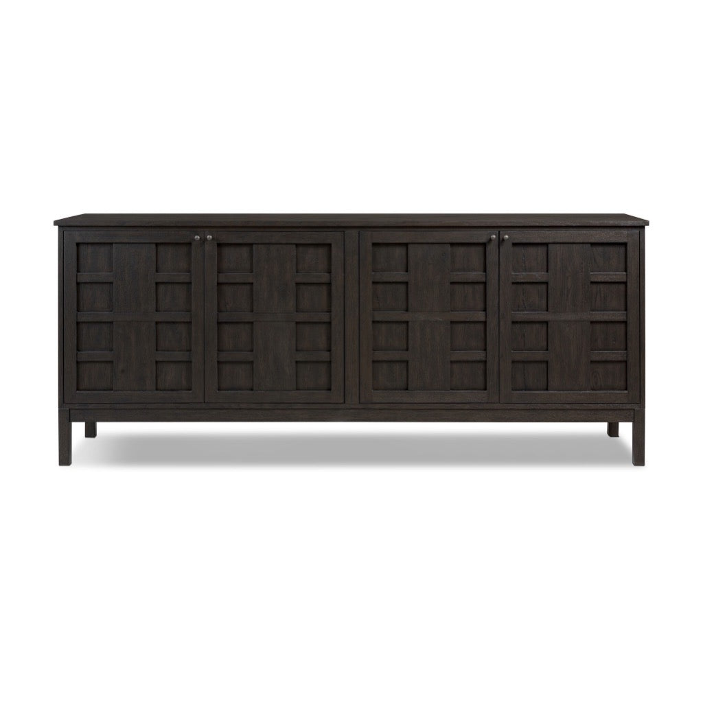 Alessio Modern Sideboard with Smoked Black Finish - Stylish Storage for Living Room, Dining Room, or Entryway