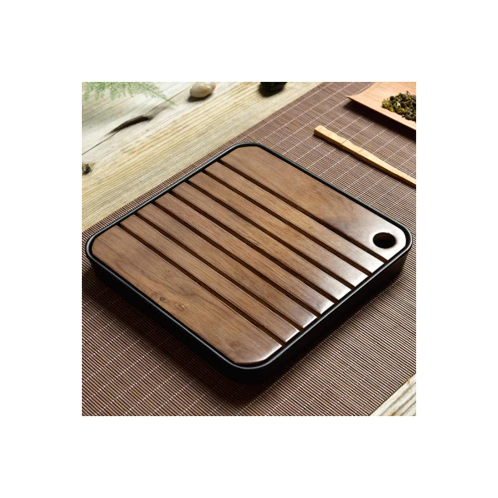 Premium Bamboo Tea Tray with Drainage & Water Storage - Handcrafted Ceramic Kung Fu Tea Set Accessory for Tea Ceremony, Zen Meditation & Home Decor (Color A) - Perfect for Japanese Tea Rooms, Chinese Tea Houses & Modern Living Spaces