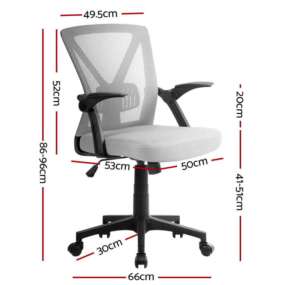 Ergonomic Mesh Office Chair with Mid Back Support - Grey, Perfect for Home Office, Gaming & Workspace Comfort