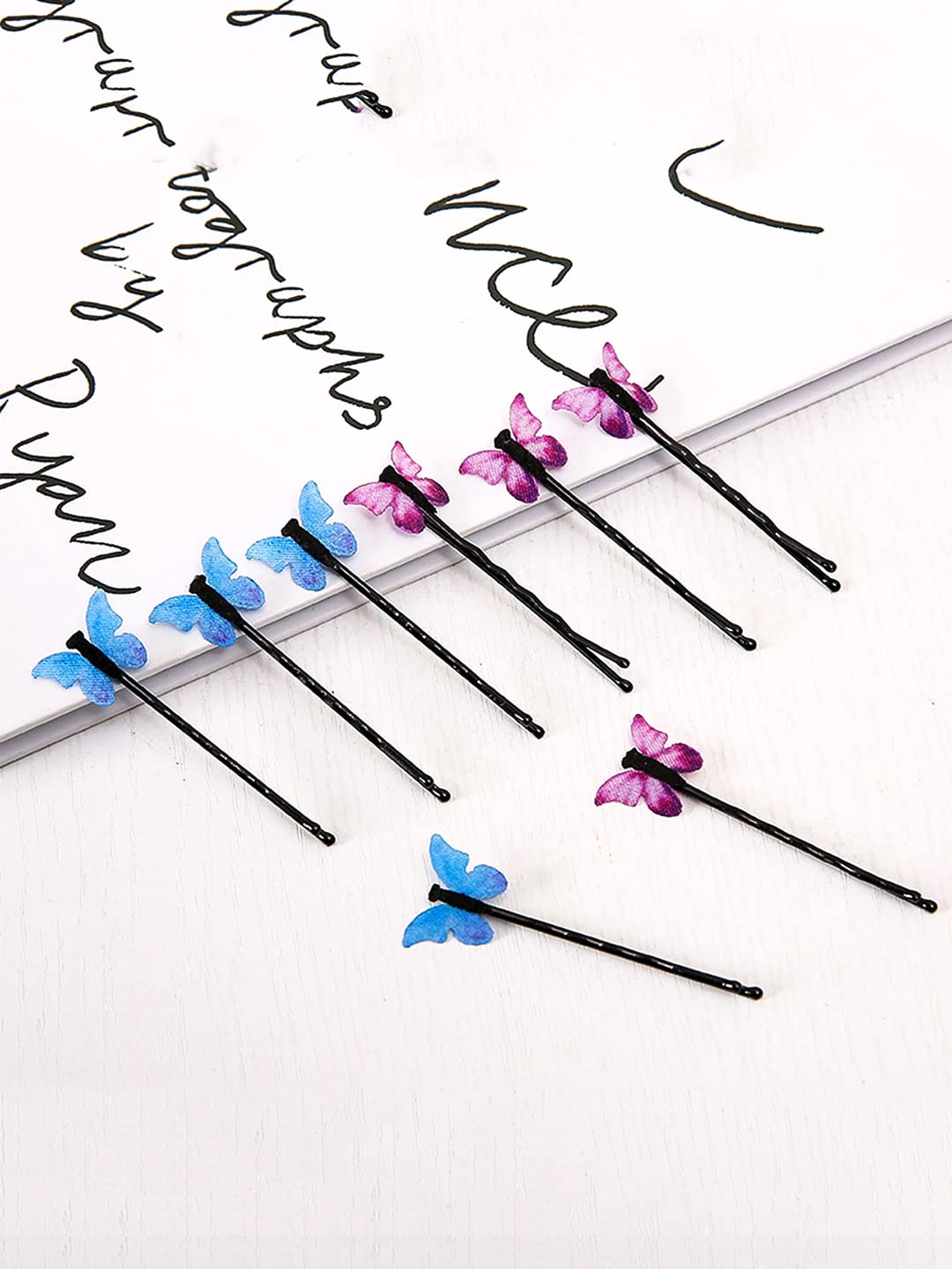 **8PCS Yellow Chimes Hair Pins for Women & Girls - Crystal Pink Butterfly Bobby Pins, Hair Accessories for Women, Hair Clips for Girls - Perfect for Parties, Weddings & Daily Styling**