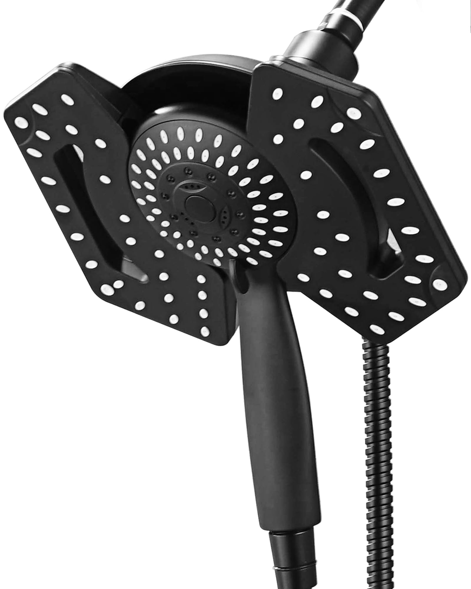 2-in-1 High Pressure Black Shower Head with Handheld - Rainfall & Detachable Dual Shower Heads with 2.5GPM Hose - Perfect for Bathroom Renovation & Spa-Like Shower Experience