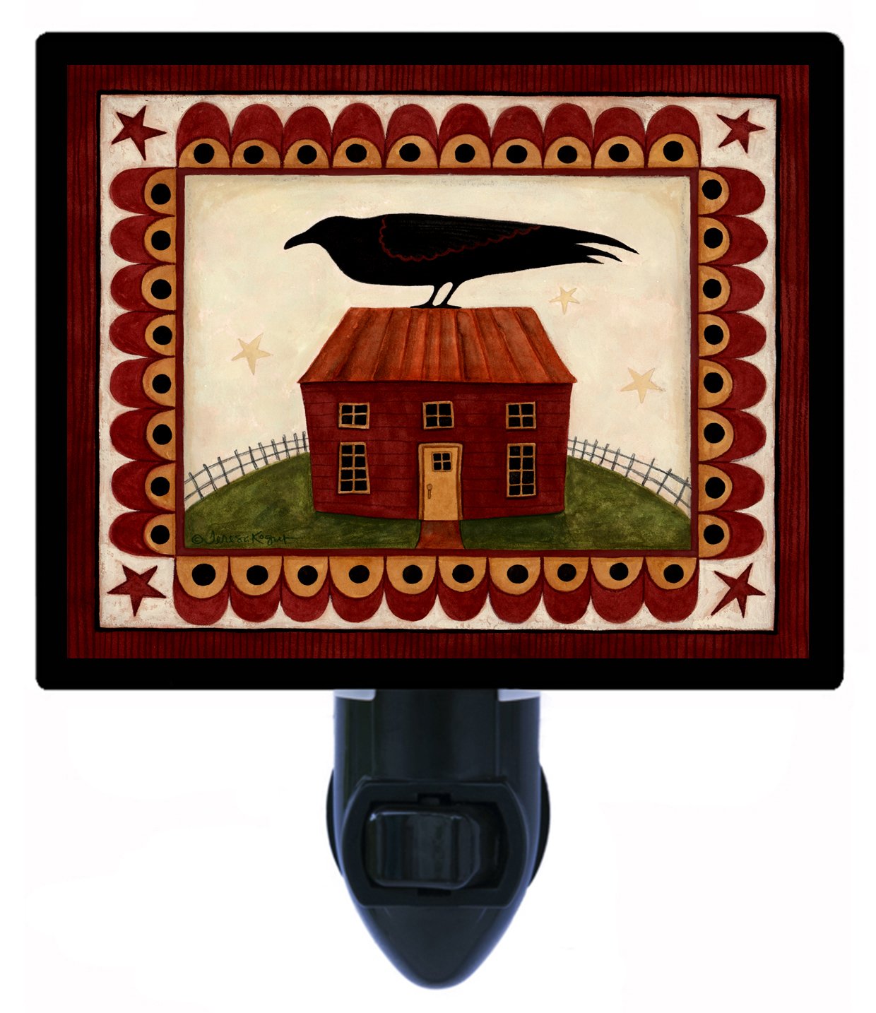 Rustic Country & Folk Style LED Night Light - Crow House Design for Bedroom, Nursery, or Living Room Decor
