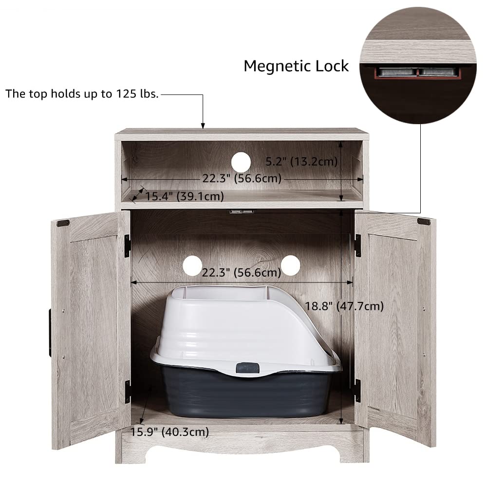 beeNbkks Wooden Cat Litter Box Furniture - Hidden Litter Box Enclosure with Washroom | Indoor Cat House Nightstand End Table & Pet Crate Cabinet | Perfect for Small Spaces, Living Rooms & Bedrooms