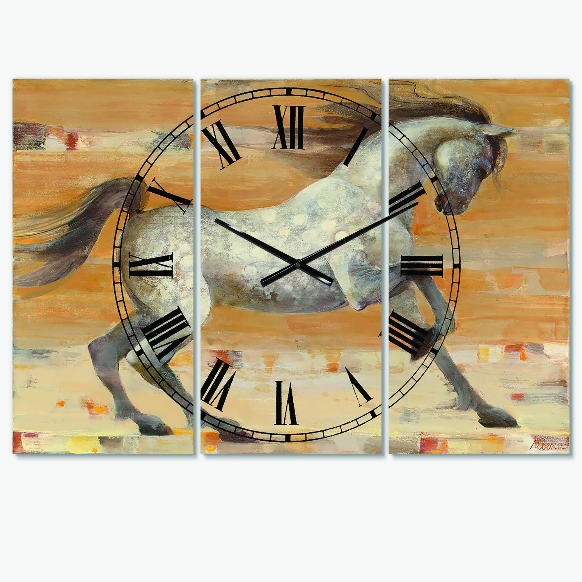 Farmhouse Wall Clock - Southwest Beige Horse Design, Round Rustic Wall Clock for Home & Office Decor | Perfect for Living Room, Bedroom, Kitchen, and Workspace