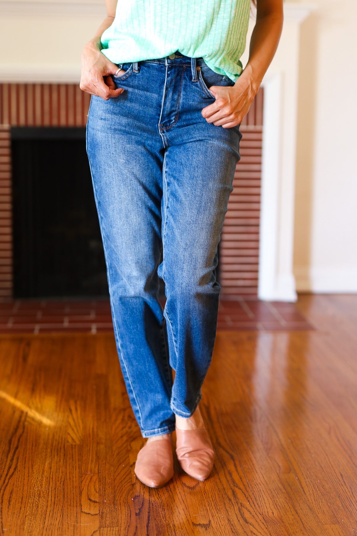 Judy Blue Women's Everyday Dark Denim Slim Fit High Rise Jeans - Comfortable Stretch Skinny Jeans for Casual Wear & Office Outfits