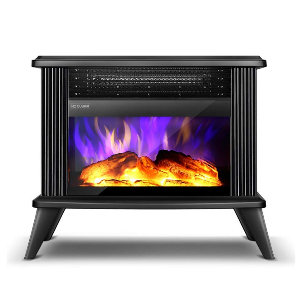 KAUTO Realistic Flame Effect Electric Fireplace Heater - 2000W Freestanding Stove with Adjustable Thermostat, Black - Perfect for Living Room, Bedroom & Office Heating & Ambiance
