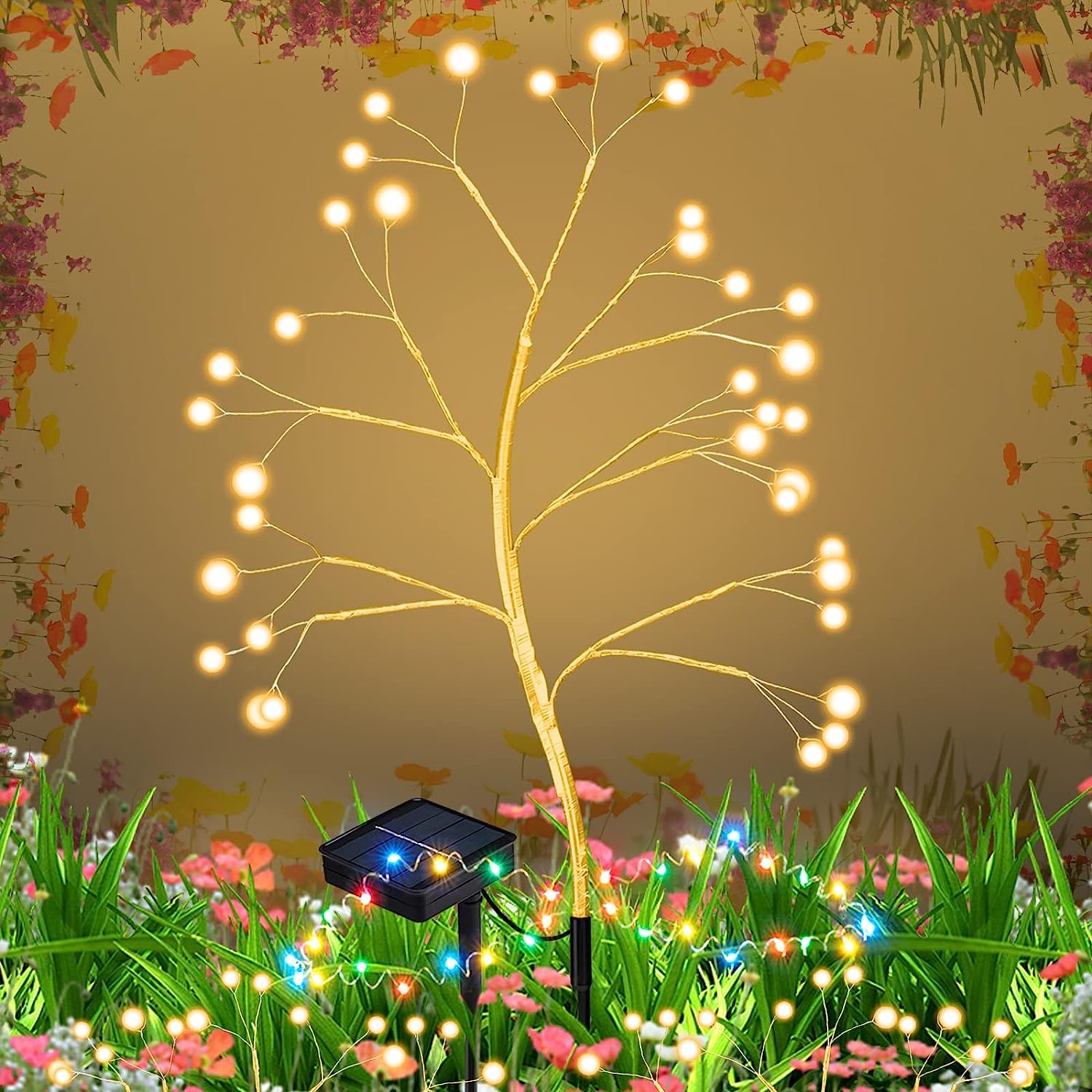 Upgraded Solar Garden Lights Outdoor Waterproof - Solar Powered Pathway Lights for Yard, Patio, Lawn & Garden Decor | Perfect for Landscape Lighting, Walkway Illumination & Backyard Ambience