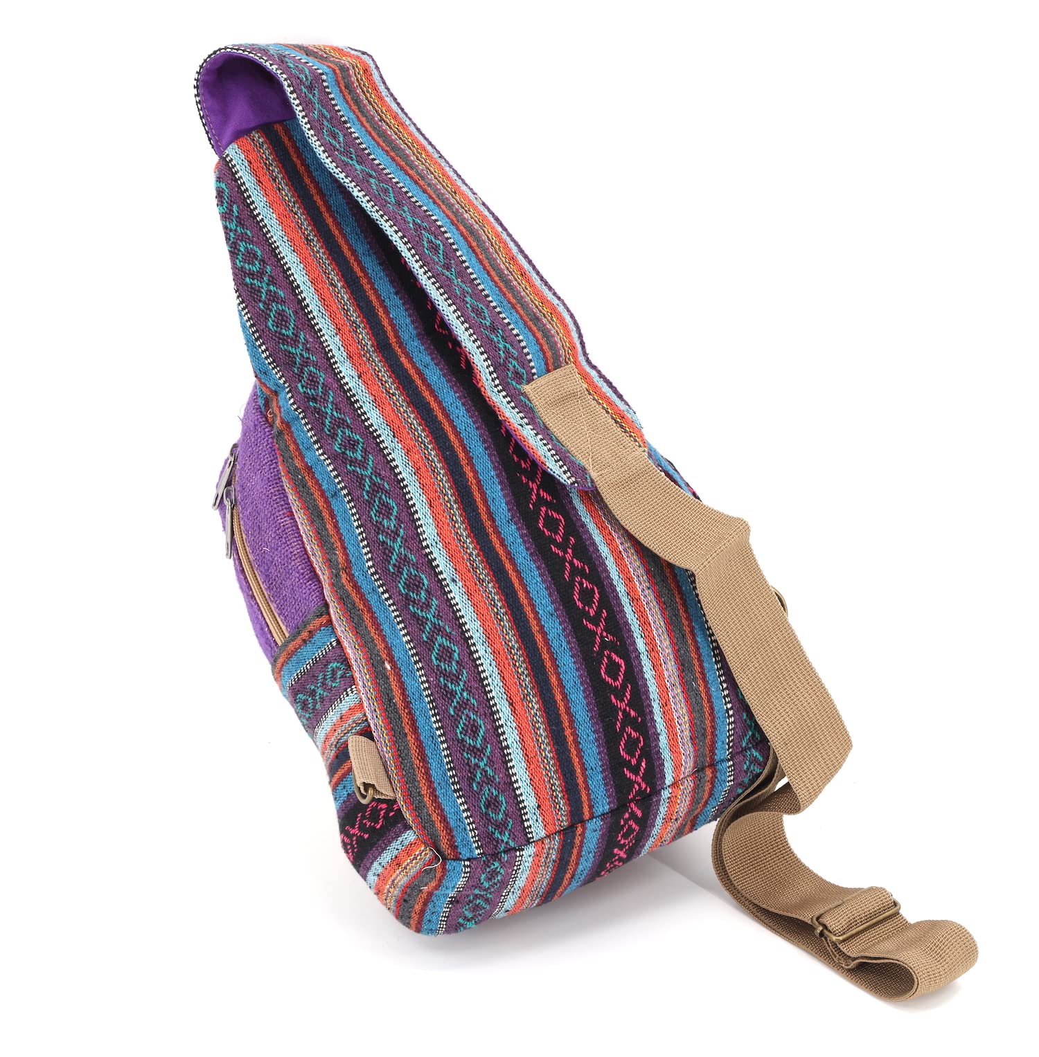Himalaya Hemp Sling Backpack - Eco-Friendly 100% Hemp Crossbody Bag for Hiking, Festivals & Travel | Fair Trade Handmade Hippie Backpack | Perfect for Outdoor Adventures & Boho Style