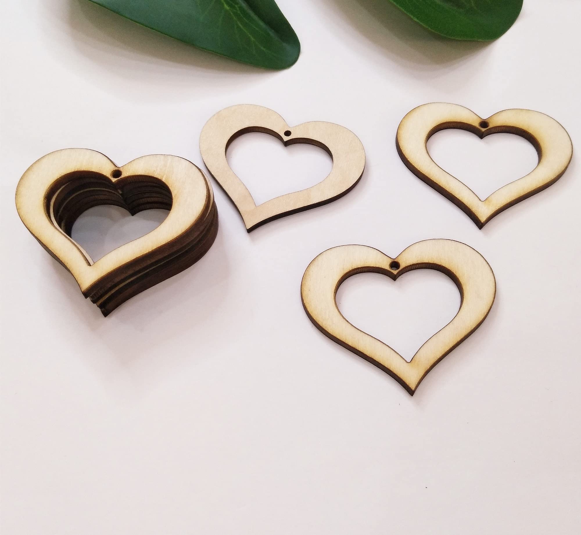 30PCS Heart Hollow Frames Wood Earring Blanks for DIY Jewelry Making - Unfinished Wood Cutouts for Dangle Earrings (2 Inch) - Perfect for Valentine's Day Crafts, Handmade Gifts, and Boho Style Accessories