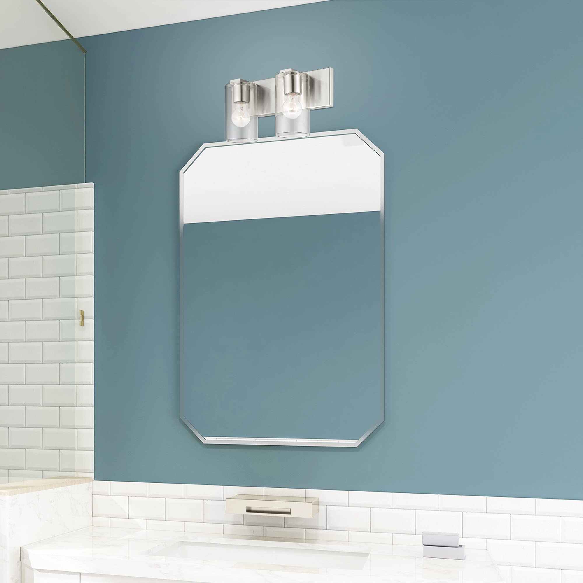 Livex Lighting Brushed Nickel Bathroom Vanity Sconce - Modern Wall Light Fixture for Bathroom, Powder Room & Dressing Area