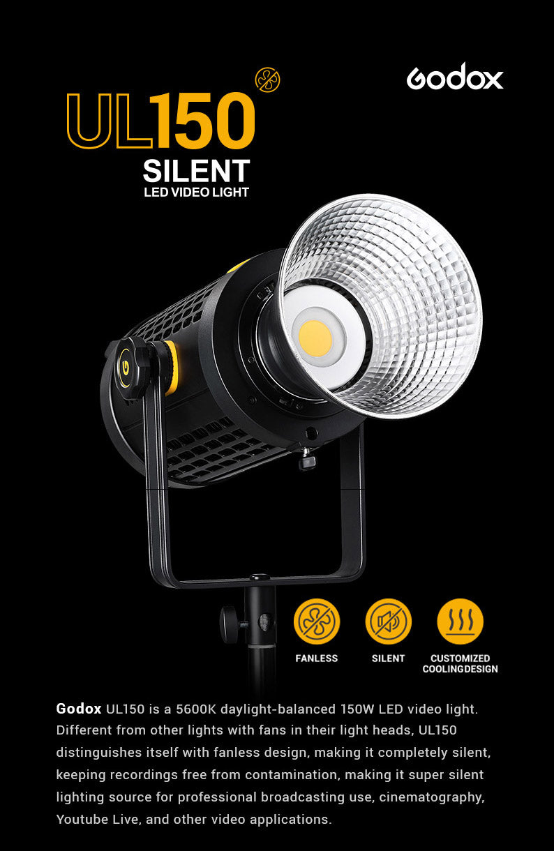Godox UL150 150W Bi-Color LED Video Light Panel with Bowens Mount - Dimmable, Silent Operation for Photography, Videography & Streaming