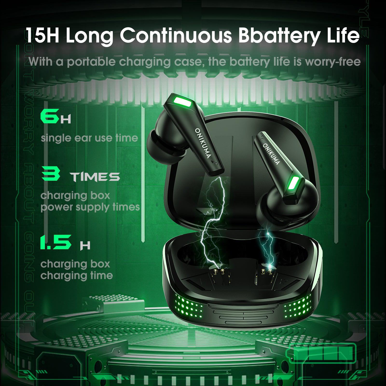 ONIKUMA T308 Wireless Bluetooth Earbuds with 40ms Low Latency & 10H Battery Life - Perfect for Gaming, Workouts, and Commuting