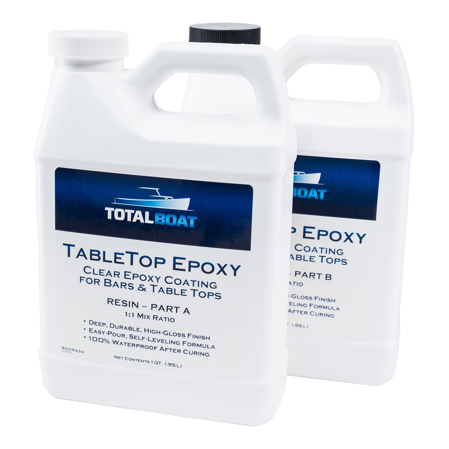 TotalBoat Table Top Epoxy Resin Kit - 2 Quart Crystal Clear High Gloss Self-Leveling Epoxy for Bar Countertops, Wood Tables, River Tables, Resin Art Casting & DIY Crafts - Easy 1:1 Mix Ratio for Perfect Coating & Molds