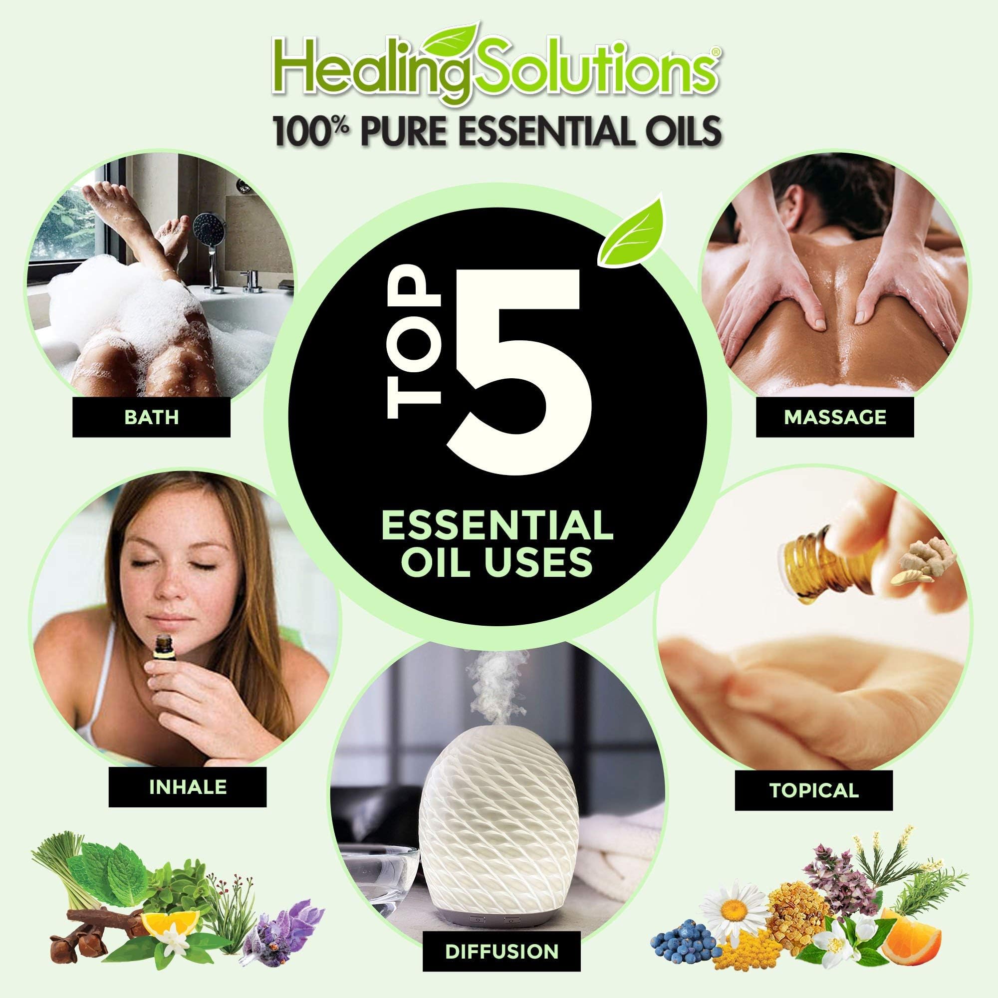 Healing Solutions Organic Thyme Essential Oil 1 oz (30 ml) - 100% Pure & Undiluted for Aromatherapy, Hair Care, Diffusers & Massage | Natural Stress Relief & Wellness