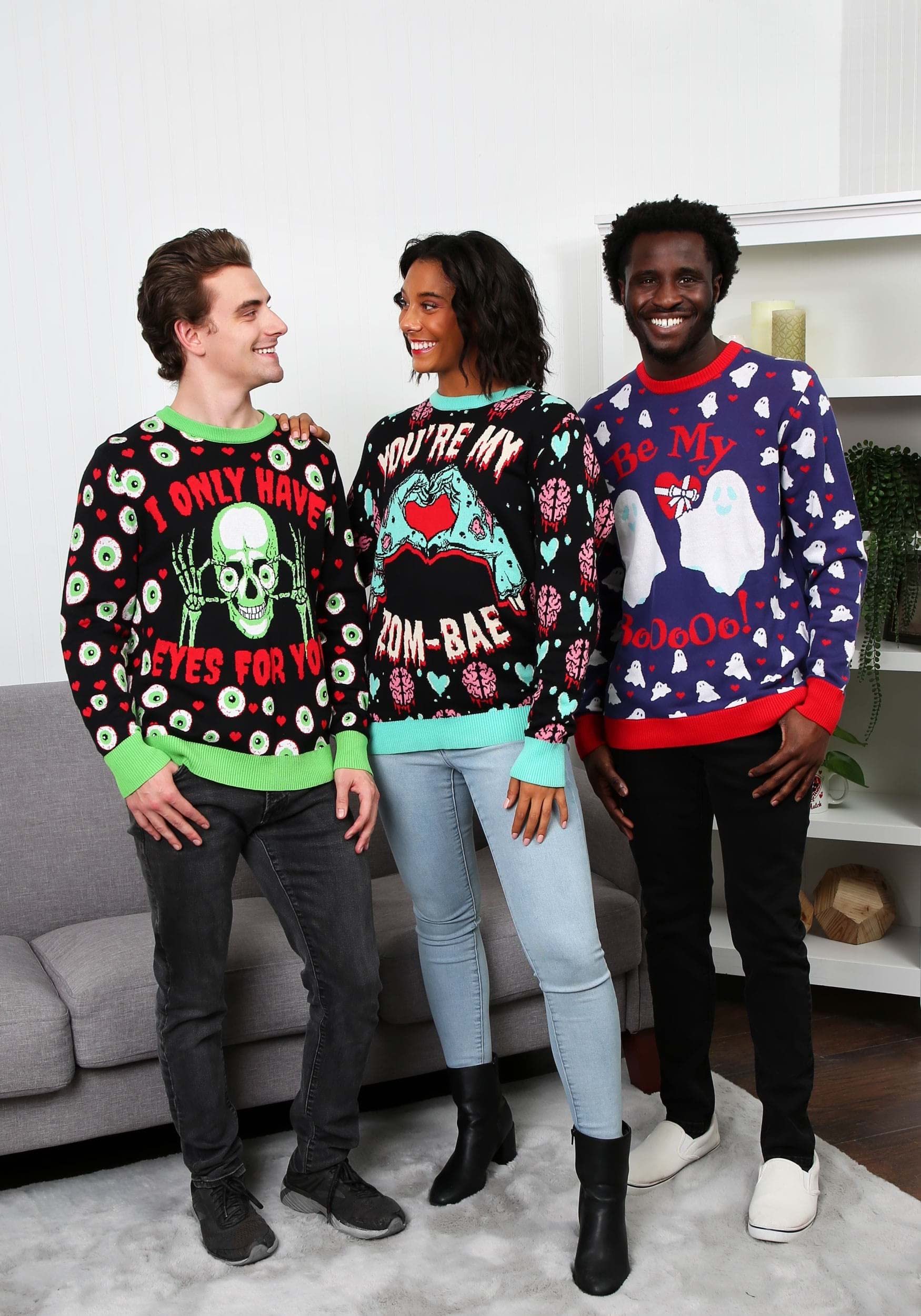 Funny Zombie Valentine's Day Sweater for Couples | 'You're My Zom-Bae' Matching Sweatshirts for Adults | Perfect for Valentine's Gifts, Themed Parties & Date Nights