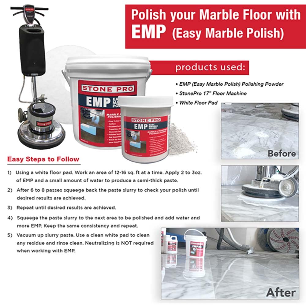 Stone Pro EMP (Easy Marble Polish) Powder - 3 lb | Marble Polishing Compound for Countertops, Floors & Surfaces | Restores Shine & Removes Stains | Professional-Grade Stone Care Solution