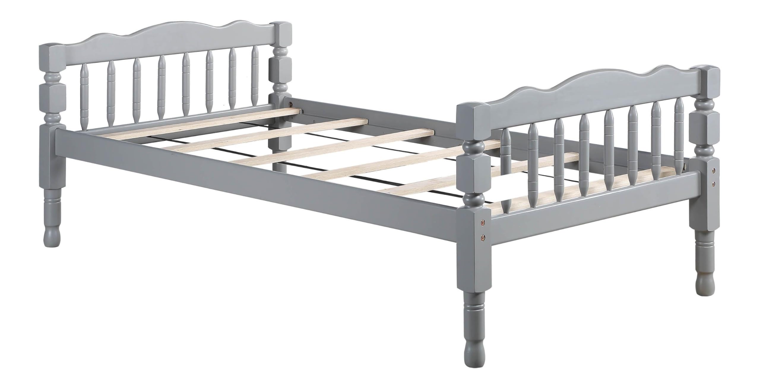 Acme Homestead Twin Wooden Bunk Bed - Space-Saving Gray Finish for Kids' Room, Guest Room & Small Spaces