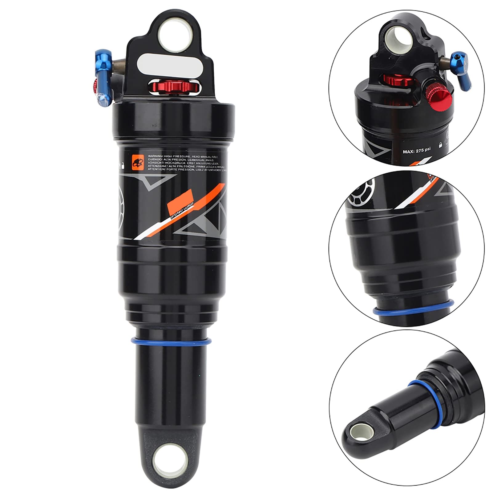 Dilwe 165MM Air Pressure Rear Shock Absorber - Soft Rear Frame Tail Accessory for Mountain Bikes | Off-Road Cycling & Trail Riding Comfort Upgrade