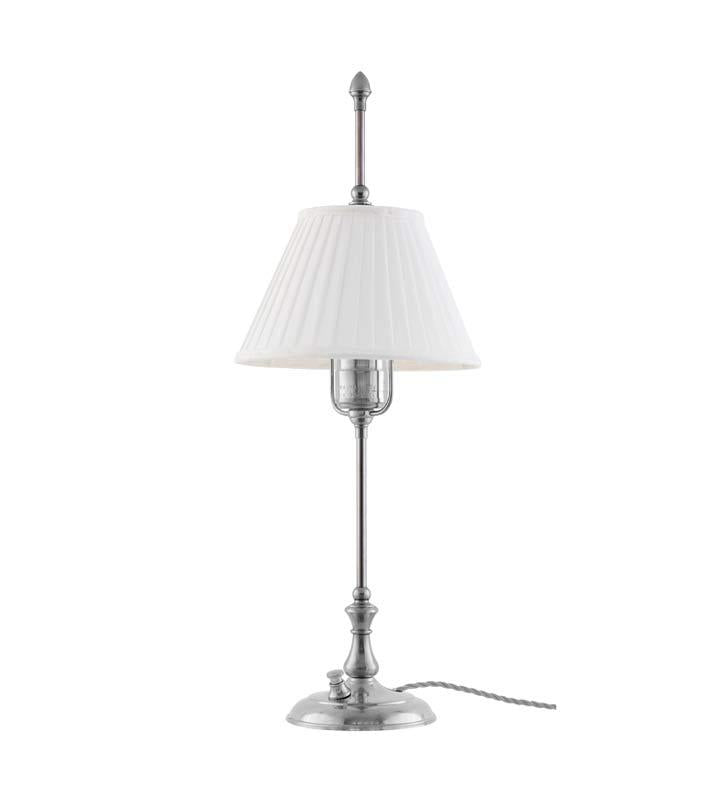 Bordslampa Kellgren Table Lamp with Nickel Finish and White Shade - Perfect for Bedroom, Living Room, and Office Lighting