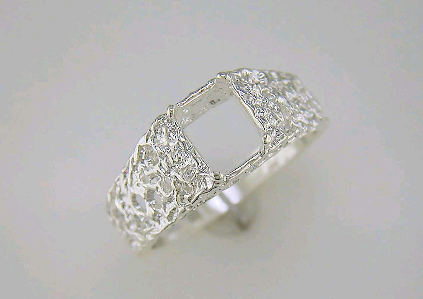 Sterling Silver or Solid 10kt Gold 8x6mm Emerald Cut Pre-Notched Blank Nugget Men's Ring Size 10 - Perfect for Wedding Bands, Anniversary Gifts & Everyday Jewelry