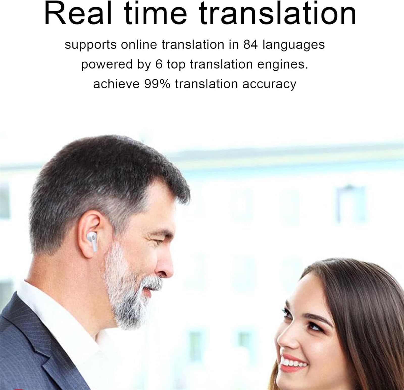 Elderdiscuss Real-Time Bluetooth Translation Earbuds - 114 Languages with High Accuracy | Perfect for Travel, Business Meetings & Language Learning