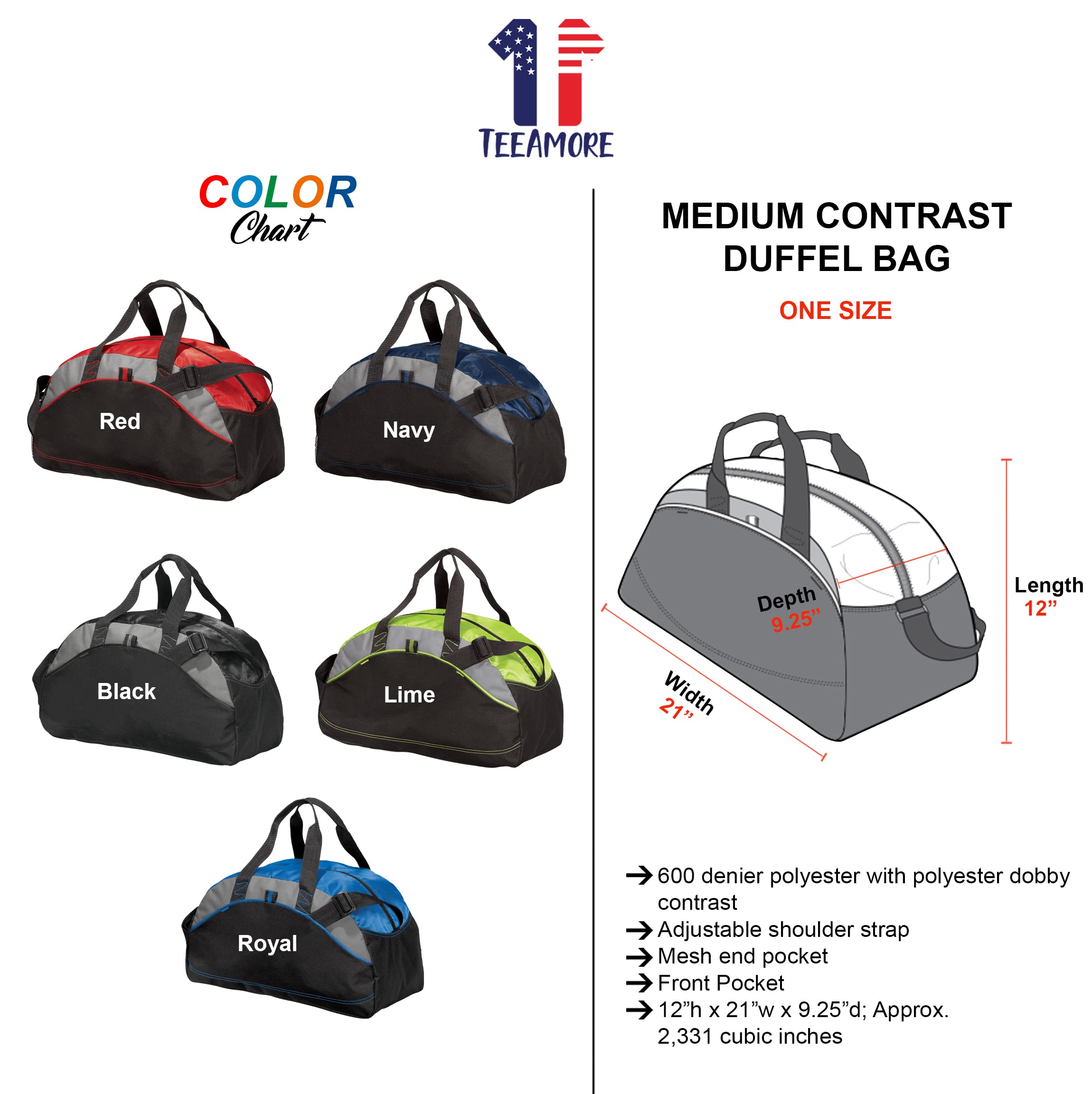 Custom Embroidered Sport Duffel Bag - Medium Size Water-Resistant Gym & Travel Bag in Lime Green - Perfect for Workouts, Sports Gear Storage & Weekend Getaways
