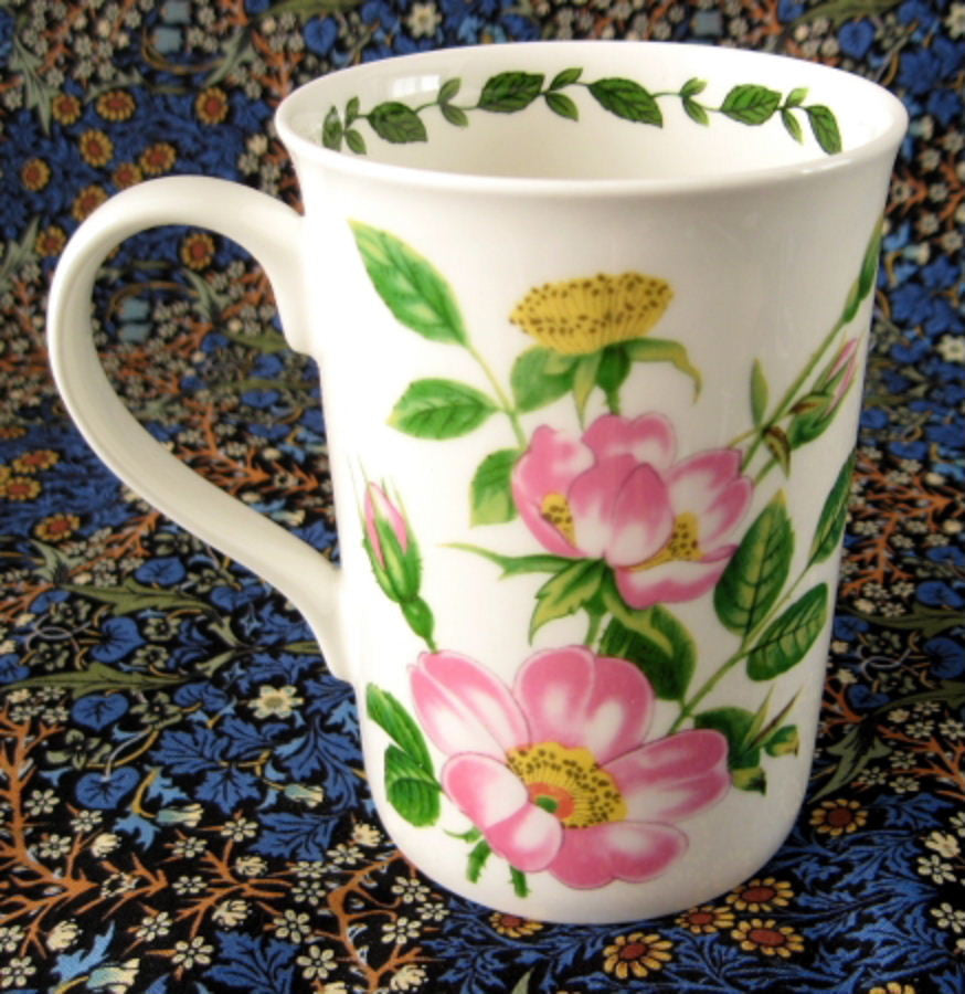 Wild Rose Botanical English Bone China Mug - Elegant Pink Roses Design, Perfect for Tea & Coffee Lovers | Ideal for Home, Office & Gift Giving