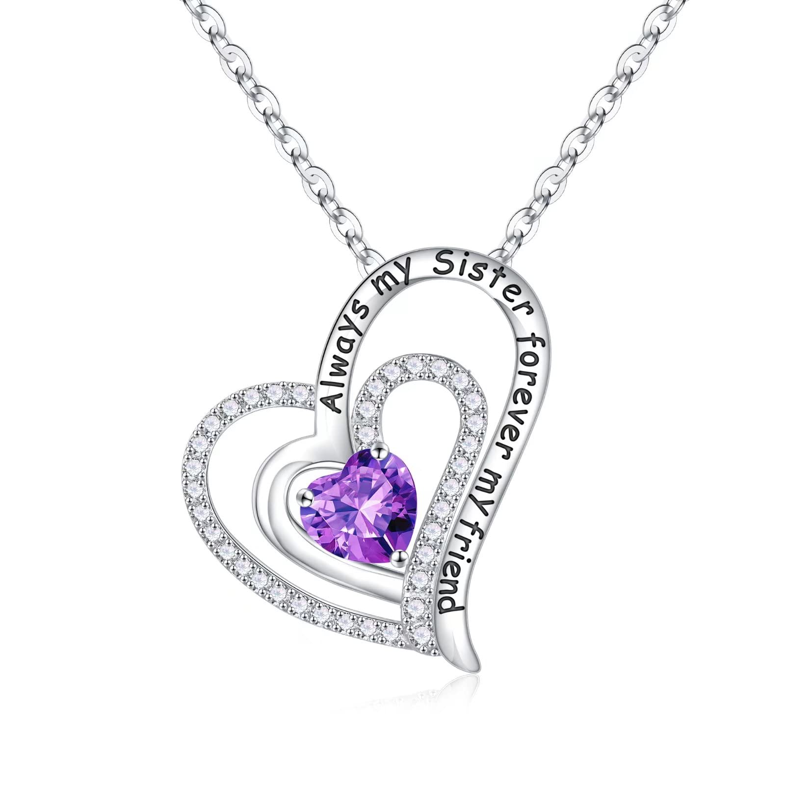 Birthstone Necklace for Women - Sterling Silver Heart Pendant Jewelry Gift for Mom, Wife, Girlfriend, Daughter | Birthday, Mother's Day, Anniversary Present | Perfect for Everyday Wear & Special Occasions