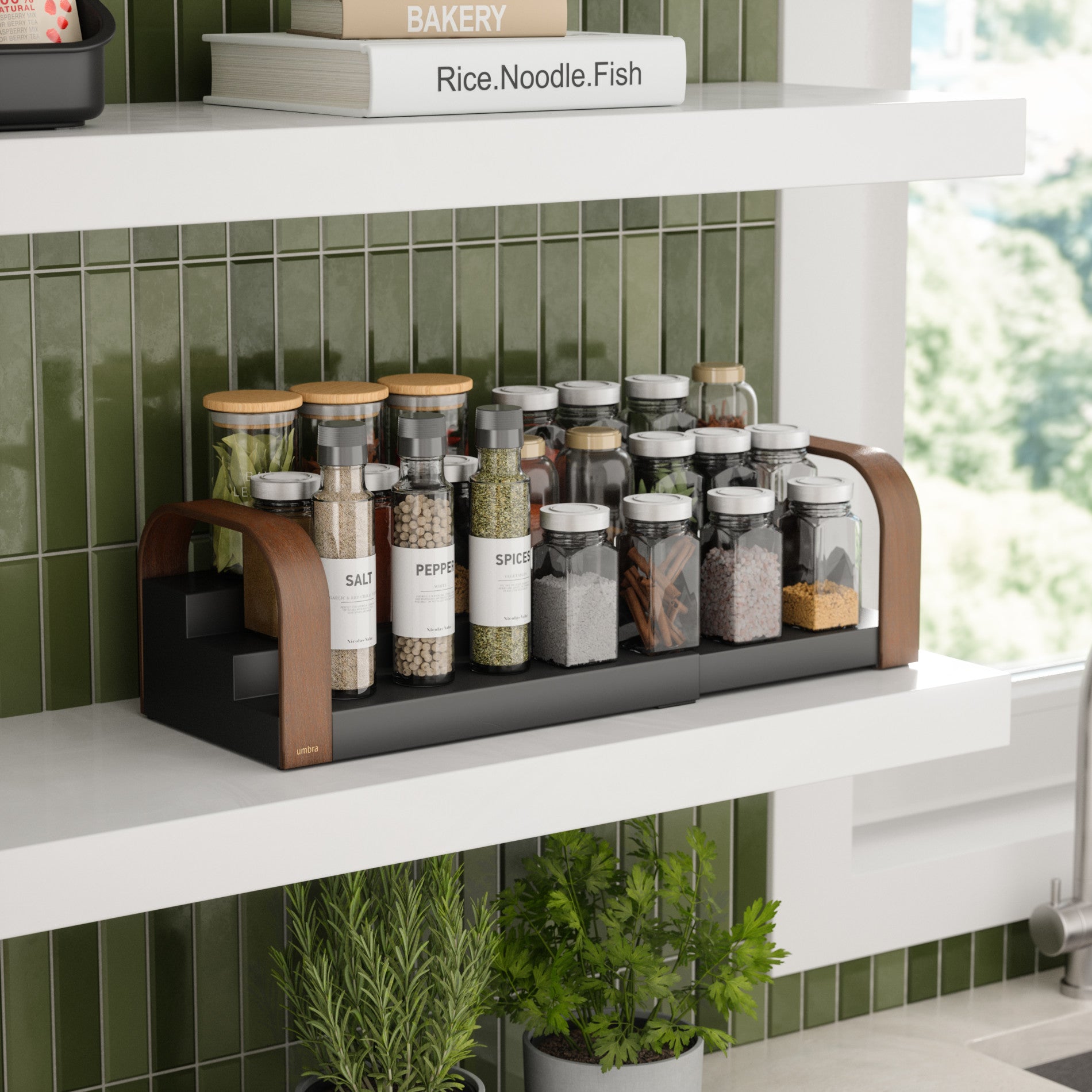 Bellwood 3 Tier Spice Rack Organizer - Space Saving Kitchen Shelf for Spices, Jars & Condiments - Perfect for Pantry, Countertop or Cabinet Storage