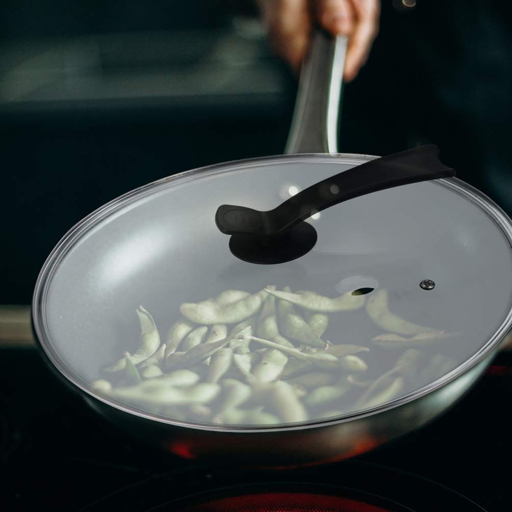 DOITOOL Tempered Glass Cookware Lid - Universal Round Pot Cover with Ergonomic Standing Handgrip - Heat Resistant Stovetop Lid for Saucepan, Frying Pan & Cooking Pot