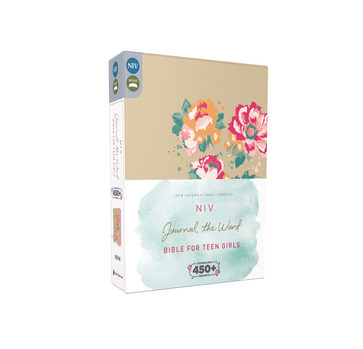 NIV Journal the Word Bible for Teen Girls - Leathersoft Over Board Cover, Gold Floral Design, Red Letter Edition with 450+ Journaling Prompts | Perfect for Devotional Study, Gift Giving & Personal Reflection