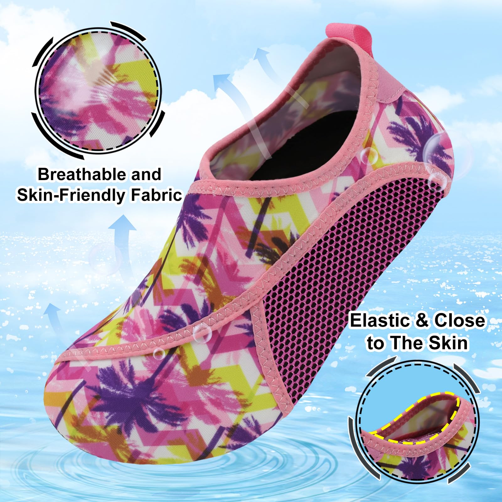JOINFREE Quick-Dry Water Shoes for Women & Men - Barefoot Aqua Socks with Non-Slip Sole for Beach, Swimming, Surfing & Water Sports | Lightweight & Comfortable for Pool, Yoga & Outdoor Activities