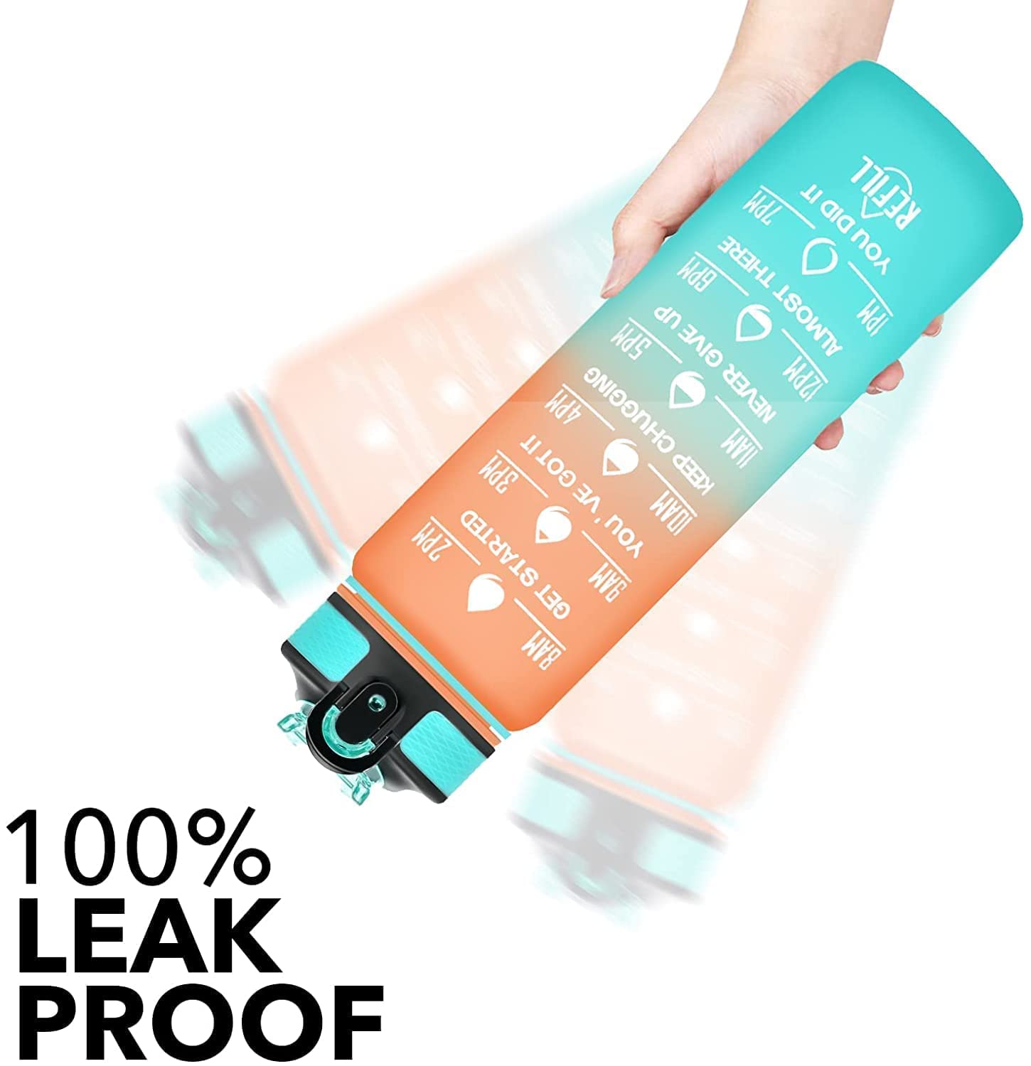 SAYKHUS Unbreakable 1 Liter Silicone Water Bottle with Time Marker - Motivational Hydration for Gym, Hiking & Daily Use - BPA Free & Leak Proof