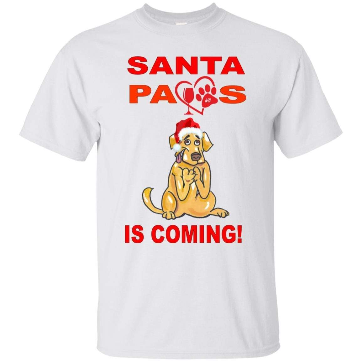 Santa Paws Is Coming Christmas Dog Lover T-Shirt - Ultra Soft Cotton Tee for Pet Owners - Funny Holiday Gift for Dog Moms & Dads - Perfect for Christmas Parties & Family Photos