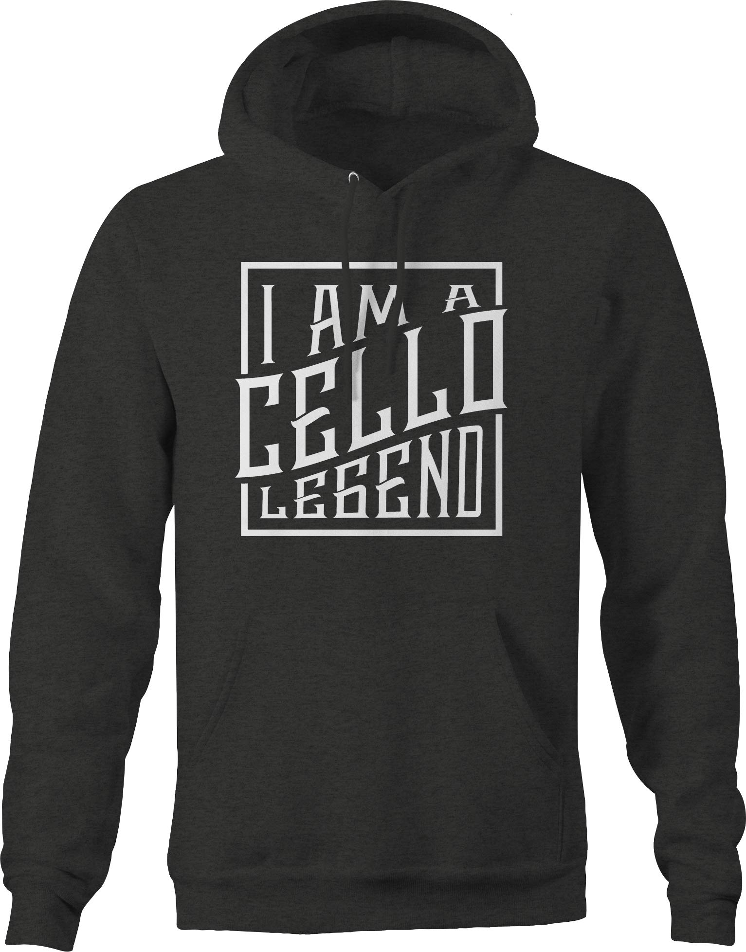 Cello Legend Fancy Square Musical Instrument Strings Band Hoodie for Men - Dark Grey | Warm & Stylish Pullover for Musicians, Orchestra Performances & Casual Wear