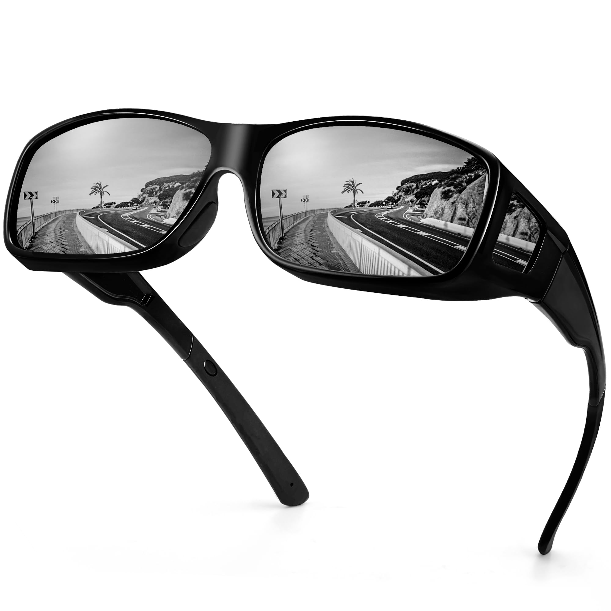 Peekaco Polarized Sunglasses for Men & Women - UV400 Protection, Wrap Around Fit Over Glasses - Perfect for Driving, Outdoor Sports & Daily Wear