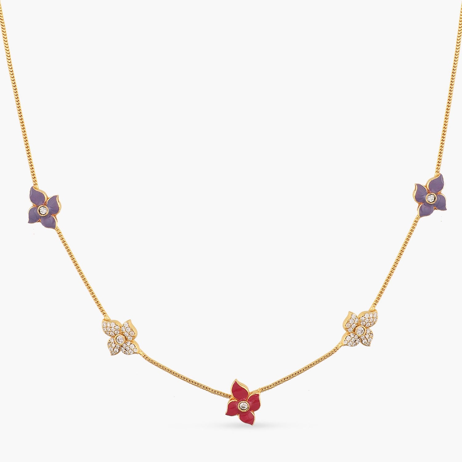 Elegant Pansy Floral CZ Statement Classic Necklace for Women - Perfect for Weddings, Parties & Special Occasions