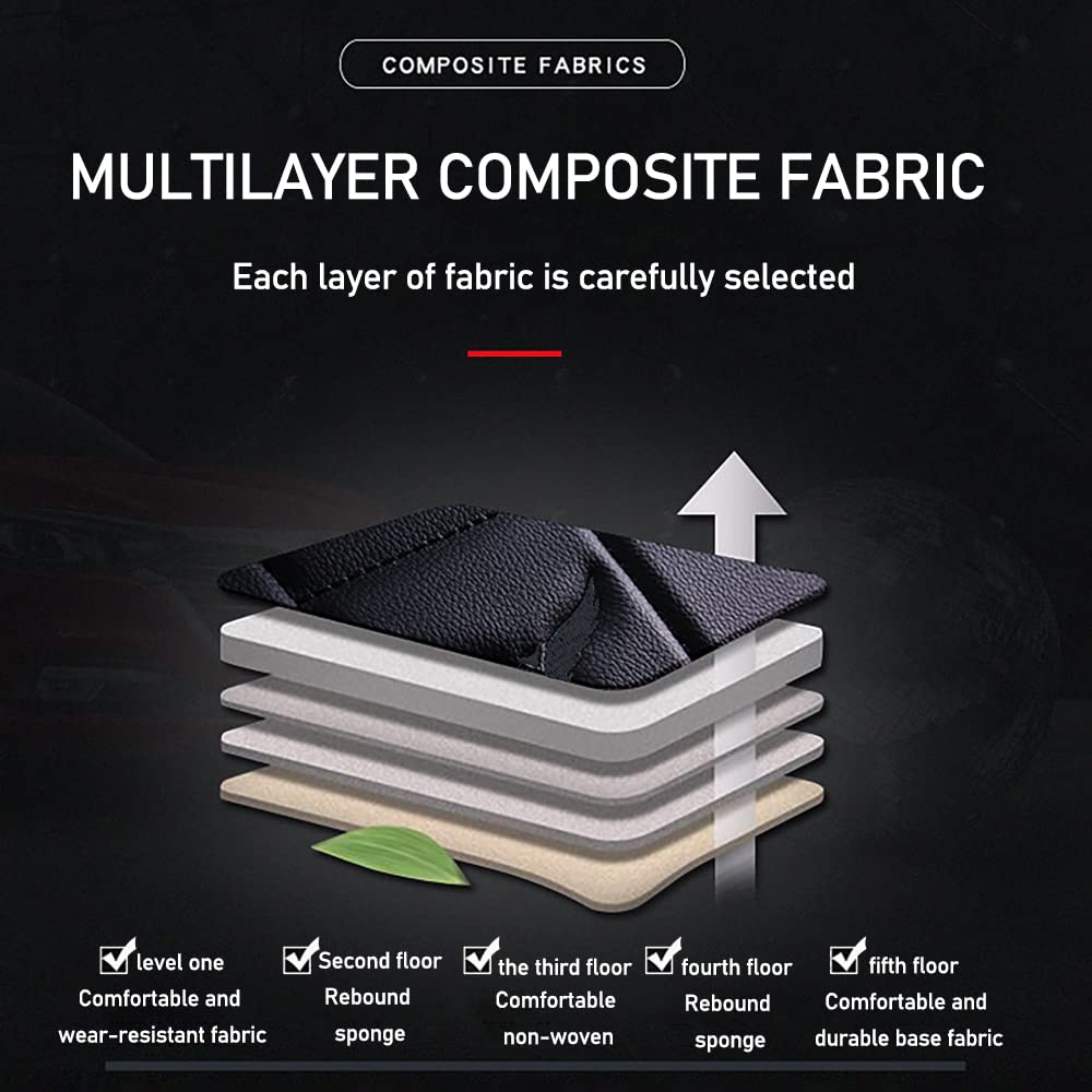 Premium Universal Fit PU Leather Car Seat Covers Set for Chevy Bolt EUV 2023 - Black with Black Line Design, Includes Headrest & Lumbar Support Pillows | Durable Auto Interior Protection for Commuting, Road Trips & Family Travel