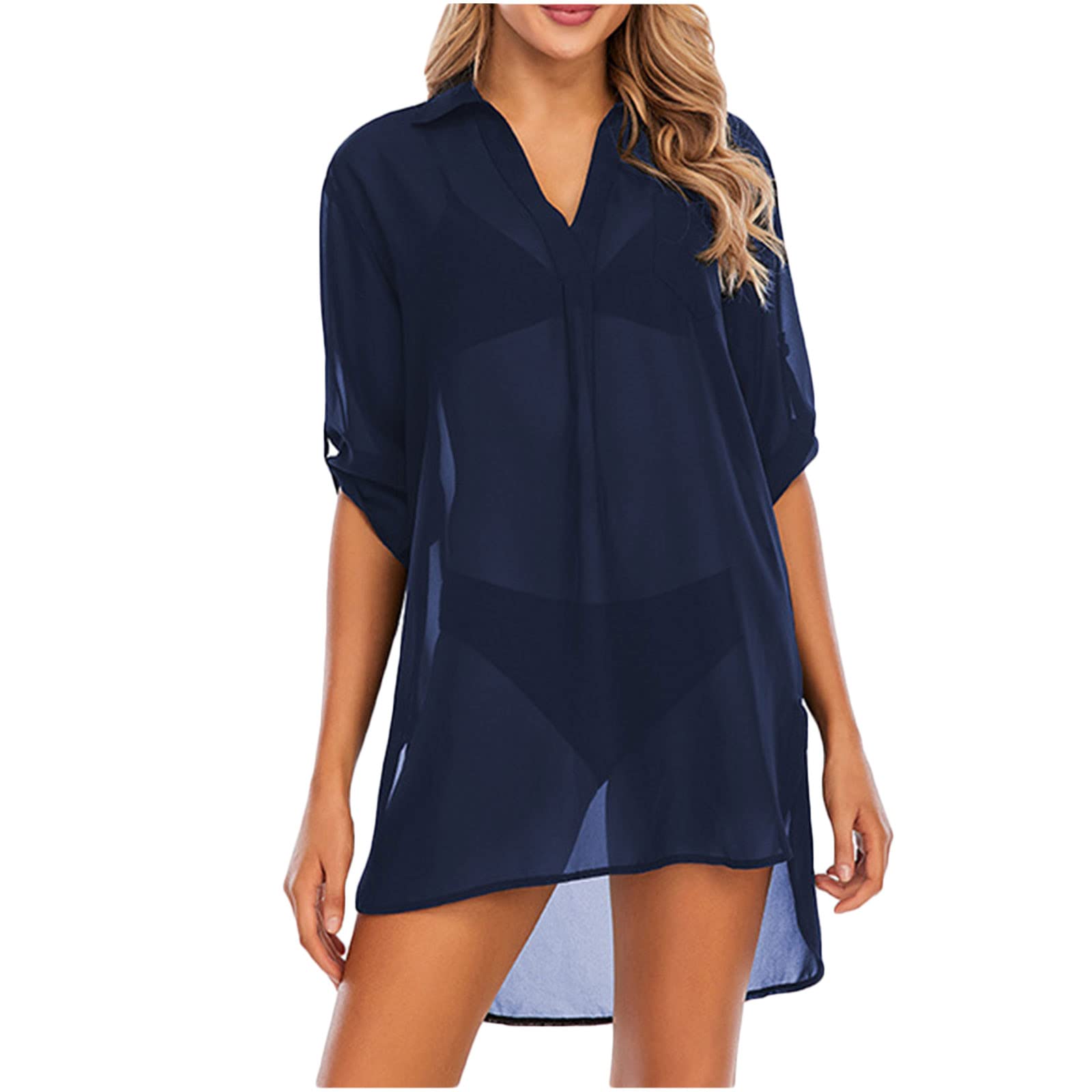 Sexy Summer Dresses for Women 2023 - Loose Casual Swimsuit Cover Ups, Plus Size Beach Blouses with Half Sleeves | Perfect for Pool Parties, Vacations & Tropical Getaways