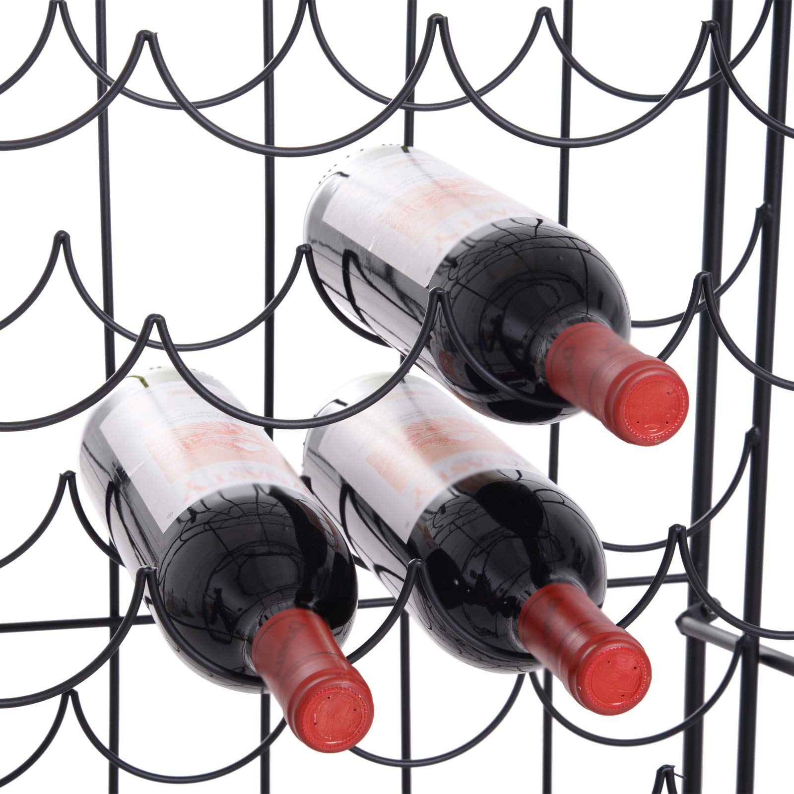 HOMCOM 35 Bottle Black Wrought Iron Wine Rack Cabinet with Lock - Freestanding Wine Storage for Home, Bar, Restaurant, or Cellar Organization
