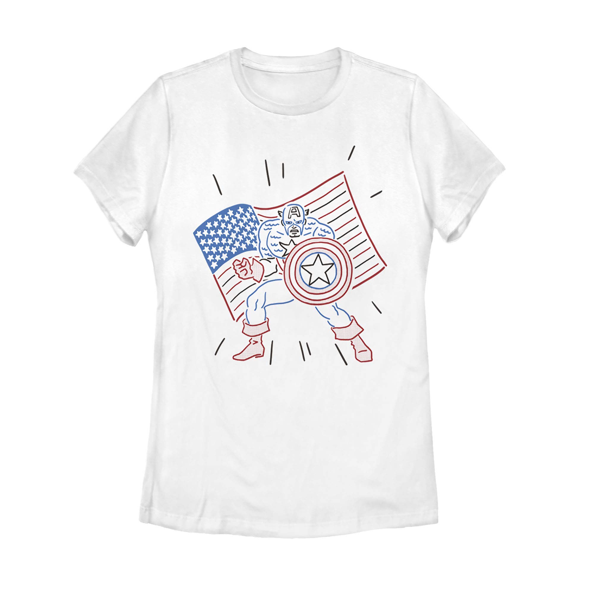 Marvel Captain America 4th of July Women's Graphic T-Shirt - Patriotic Holiday Tee for Independence Day Celebrations & Cosplay