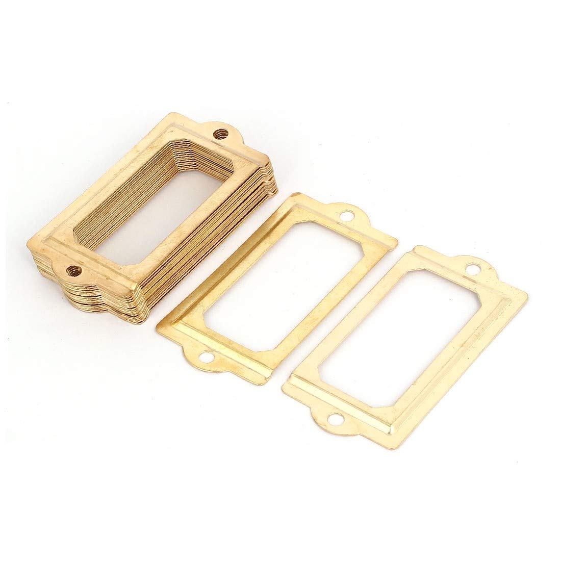 Premium Gold-Tone Iron Label Holder Frame 70mm x 33mm - 20pcs Set for Pharmacy & Office Organization - Durable Drawer Tags for Medicine Bottles, File Cabinets & Storage Boxes