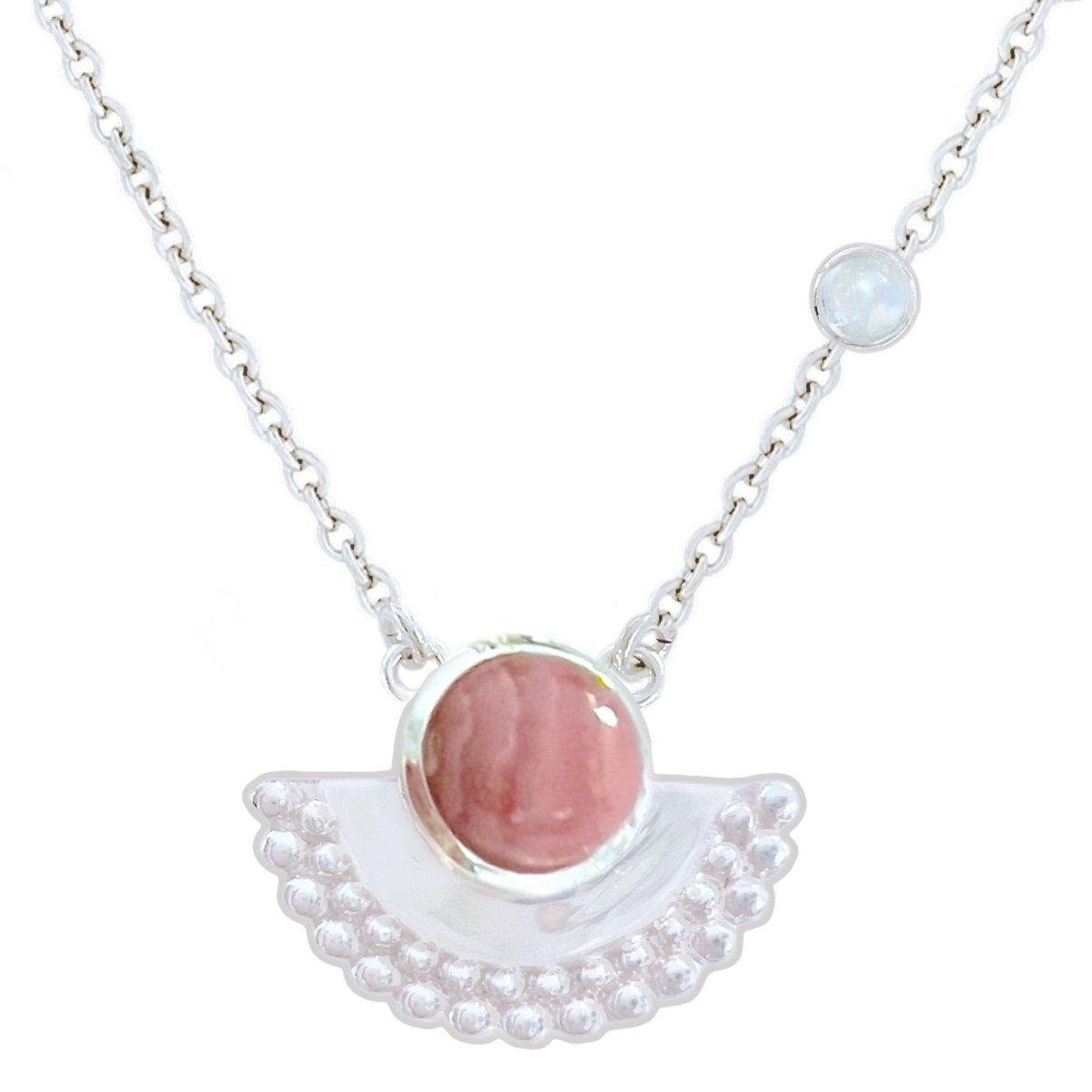 Dare To Dream Rhodochrosite Necklace for Women - Elegant Rose Quartz Pendant Jewelry Gift for Her - Perfect for Valentine's Day, Anniversary & Special Occasions