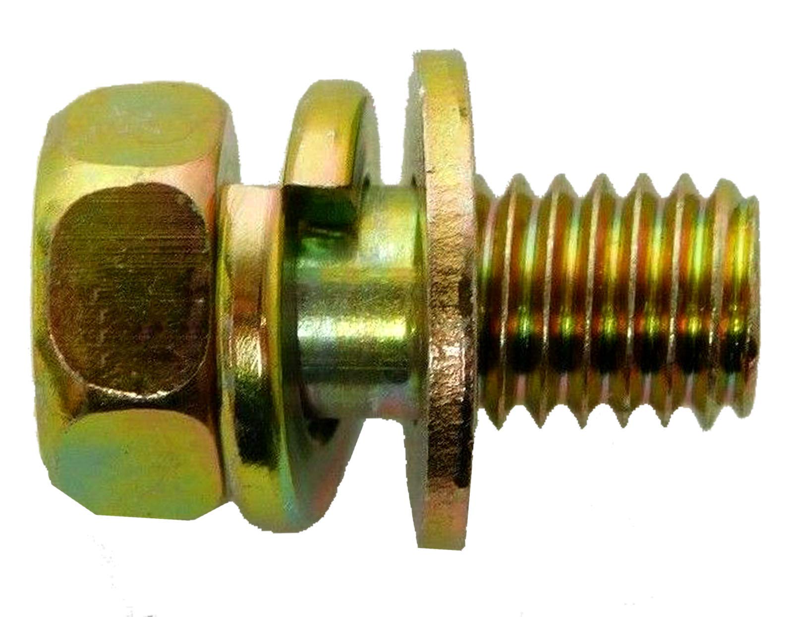 Phillips Hex Head M8x16mm SEMS Bolts - Yellow Zinc Steel (5 Pack) for Furniture & Machinery