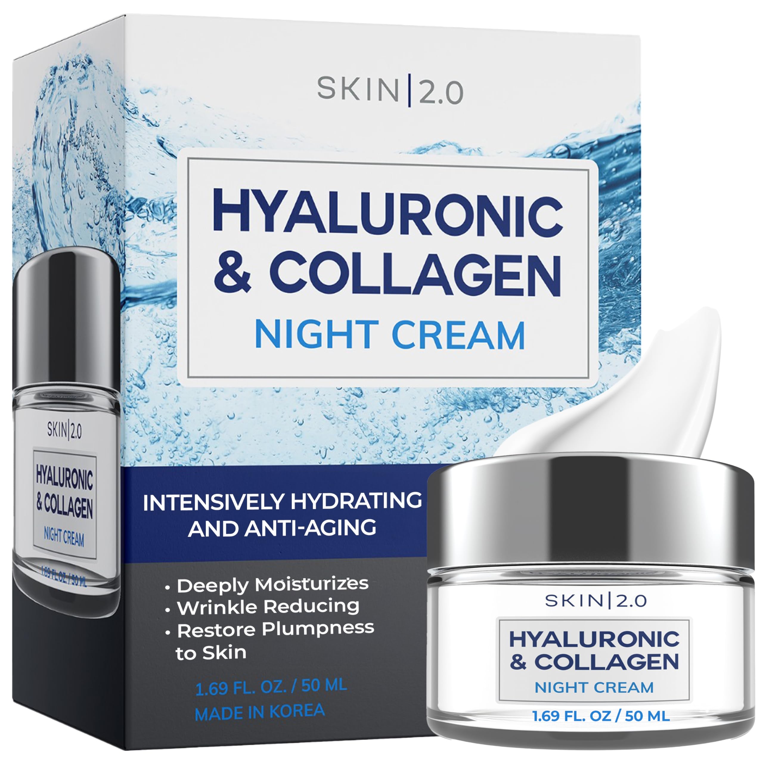 Korean Hyaluronic Acid & Collagen Face Moisturizer - Dermatologist Tested, Ultra Hydrating & Anti-Aging Cream for Dry, Sensitive & All Skin Types | Clean Beauty, Cruelty-Free Korean Skincare | 1.69 Fl oz | Perfect for Daily Hydration & Nighttime Skincare Routine