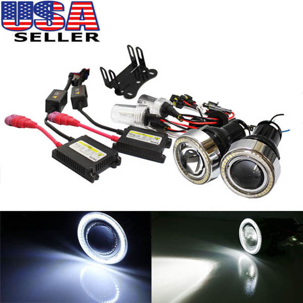 3 Pack Projector Fog Lights with 40 LED Halo Angel Eyes Rings & 6000K HID Combo - Upgrade Your Car's Nighttime Visibility for Safer Driving