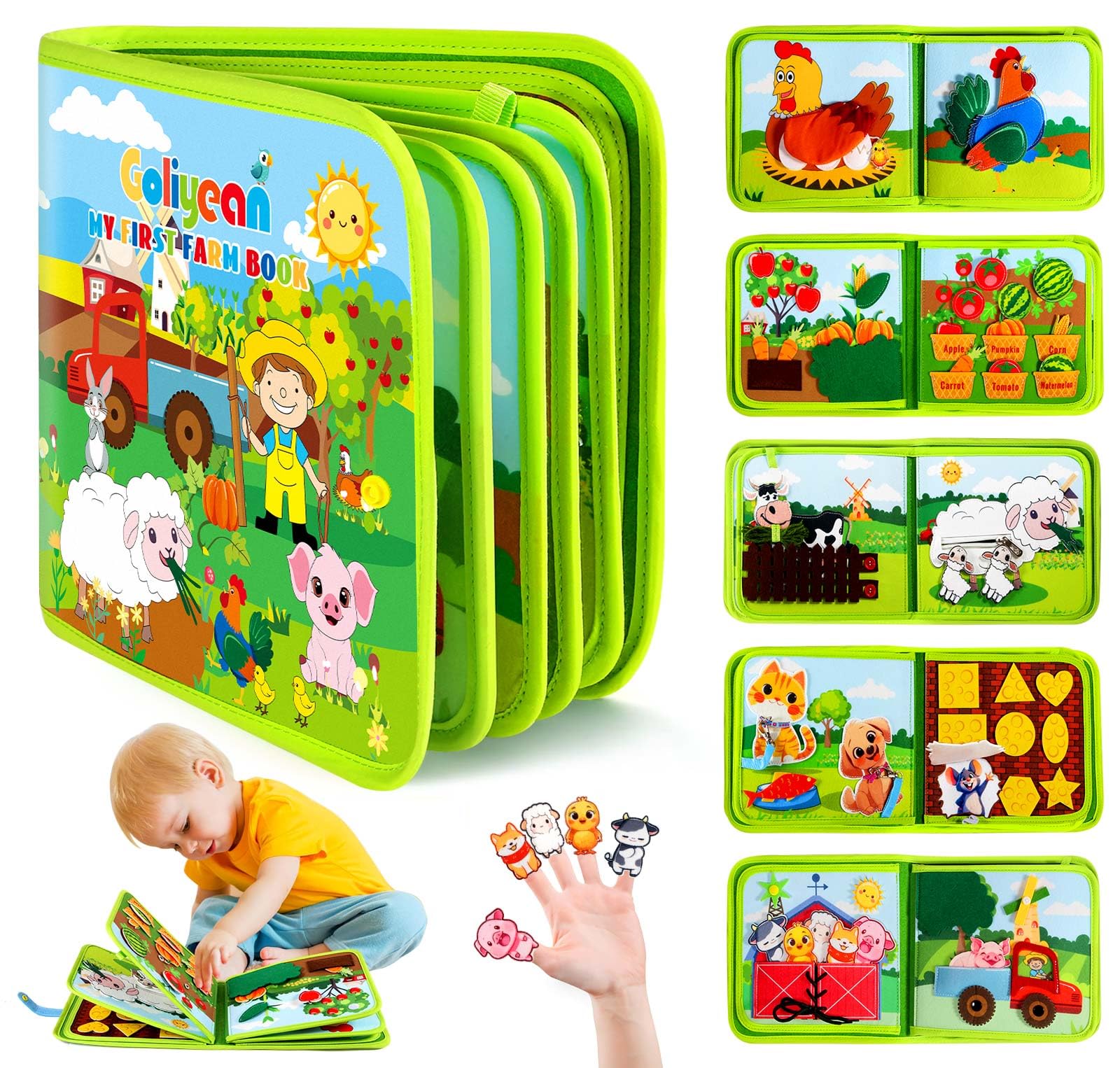 Montessori Busy Book for Toddlers 1-3 Years - Sensory Activity Quiet Book with Felt Board for Baby & Kids | Educational Travel Toy for 1-2 Year Old Boys & Girls | Perfect Birthday Gift & Learning Toy for Airplane, Car Rides & Home Play