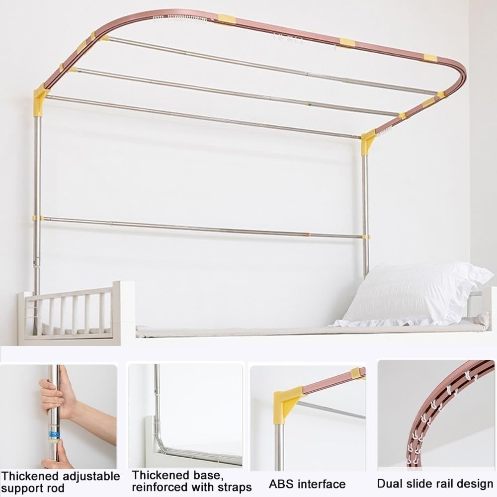 Breathable Mesh Bunk Bed Privacy Curtain Set with Frame - 47.2 Inch Dorm Bed Canopy for Top Bunk, Loft & College Dorm Rooms - Perfect for Privacy, Study & Sleep in Shared Spaces