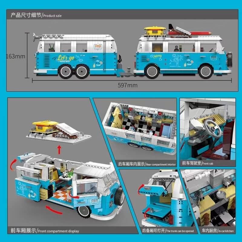 Volkswagen T2 Camper Van Building Blocks Set - 2775 Pieces for Adults & Kids, Creative DIY Model Car Toy for Home Decoration, Gift & Collectible | Perfect for STEM Learning & Family Bonding Activities